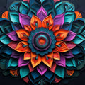 3D Layered Mandala Mural Wallpaper — Vibrant Geometric Art Mural Wallpaper - room preview 02