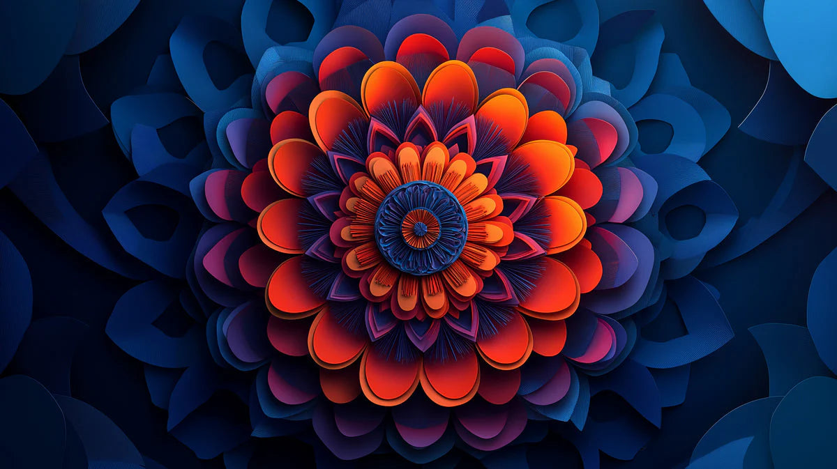 Radiant Mandala Bloom Mural Wallpaper — Modern Bohemian Art Mural Wallpaper - room preview 02