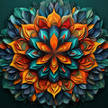 Layered Petal Mandala Mural Wallpaper — Vibrant 3D Art Mural Wallpaper - room preview 02