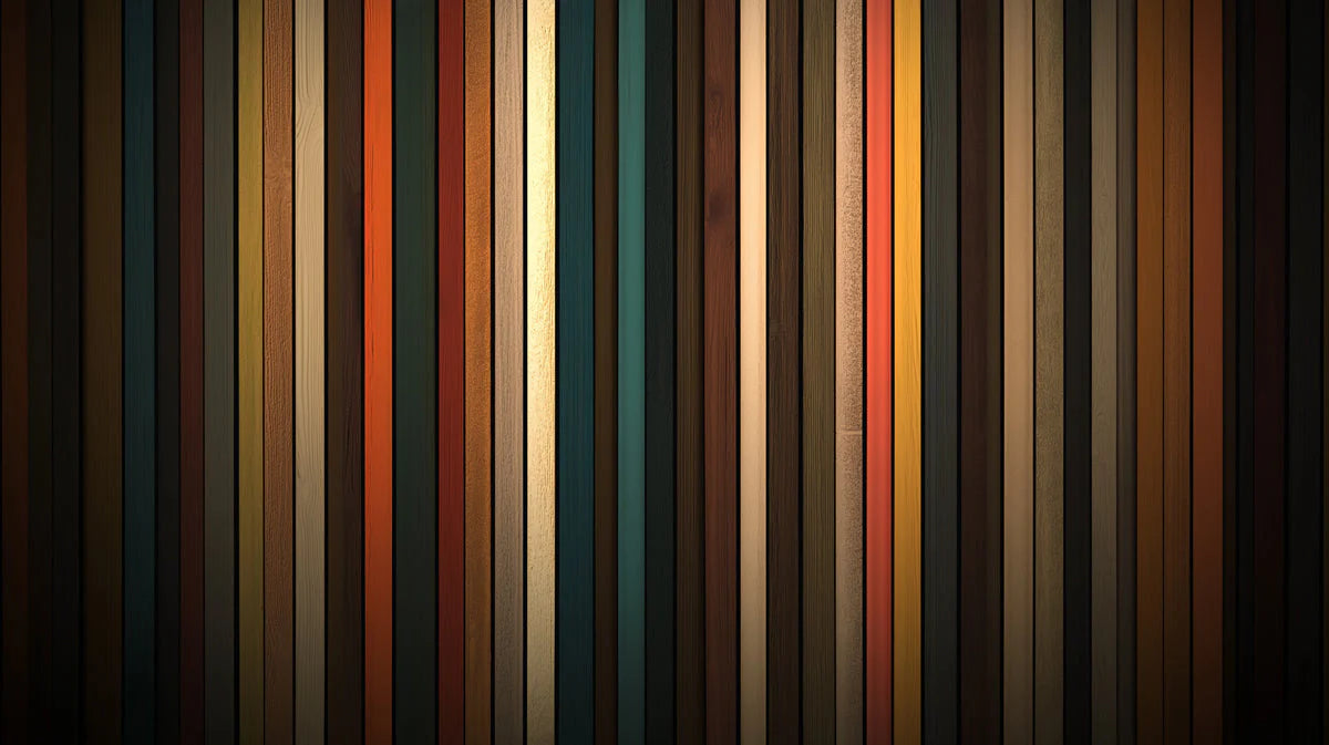 Vertical Wood Plank Mural Wallpaper — Multi-Colored Rustic Design Mural Wallpaper - room preview 02