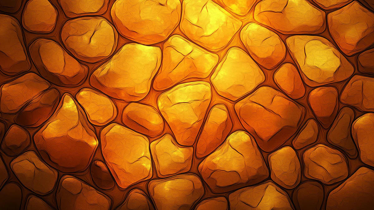 Amber Stone Mosaic Mural Wallpaper — Warm Organic Texture Mural Wallpaper - room preview 02