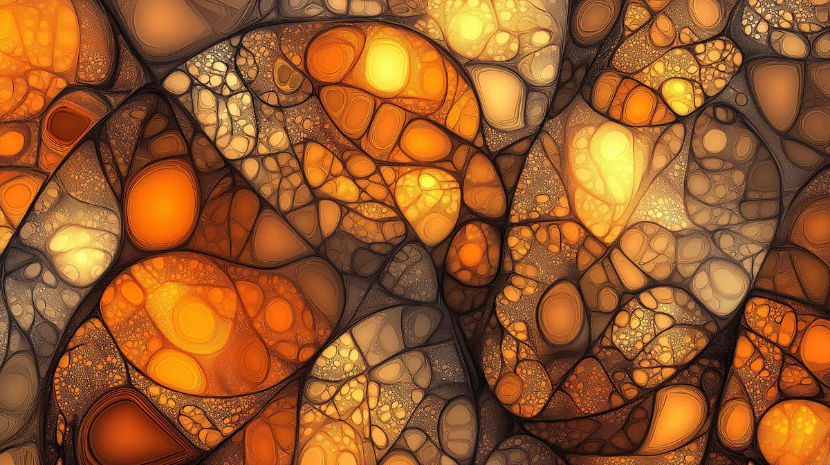 Luminous Amber Stone Mural Wallpaper — Abstract Organic Design Mural Wallpaper - room preview 02