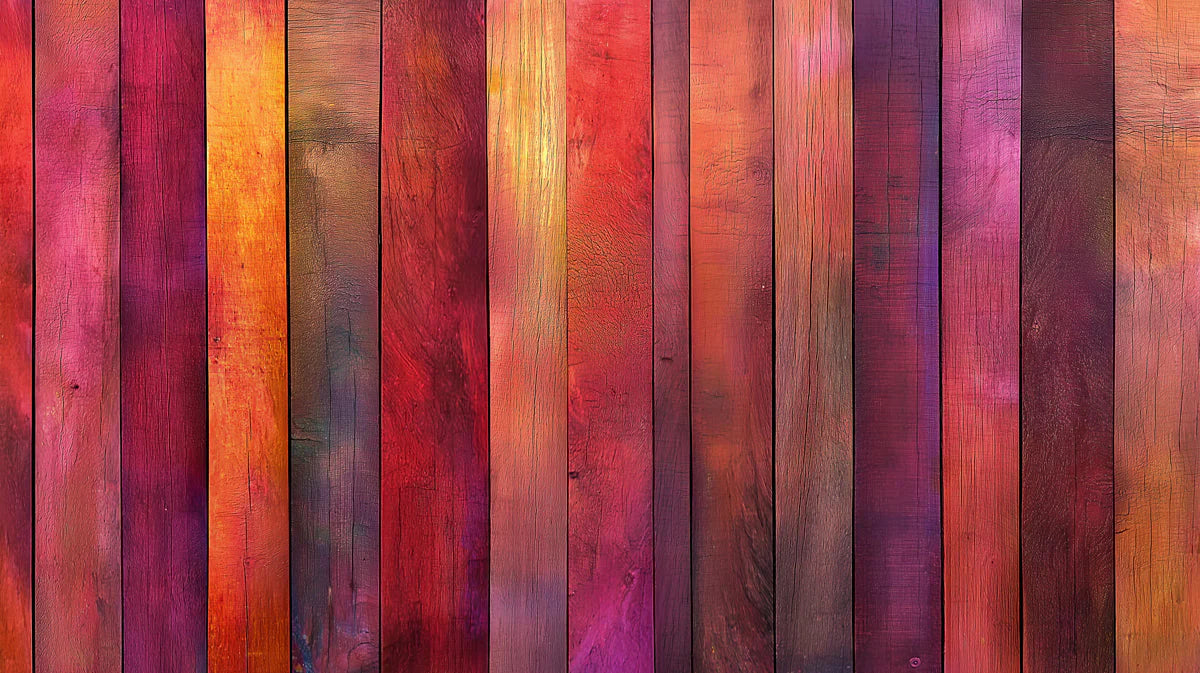 Vibrant Multicolored Wood Plank Mural Wallpaper — Artistic Finish Mural Wallpaper - room preview 02