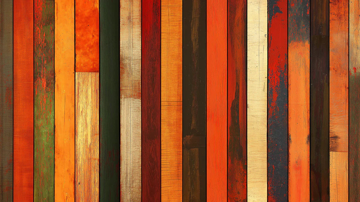 Rustic Distressed Timber Plank Mural Wallpaper — Colorful & Warm Mural Wallpaper - room preview 02