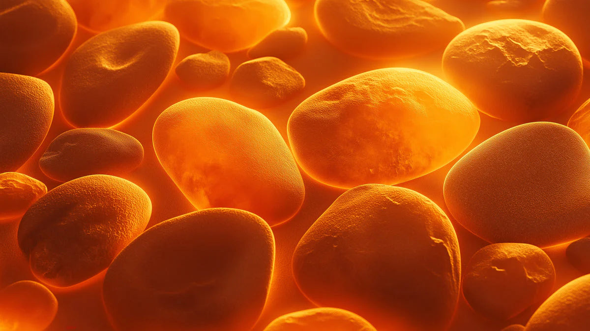 Glowing Amber Stones Mural Wallpaper — Warm Organic Abstract Mural Wallpaper - room preview 02