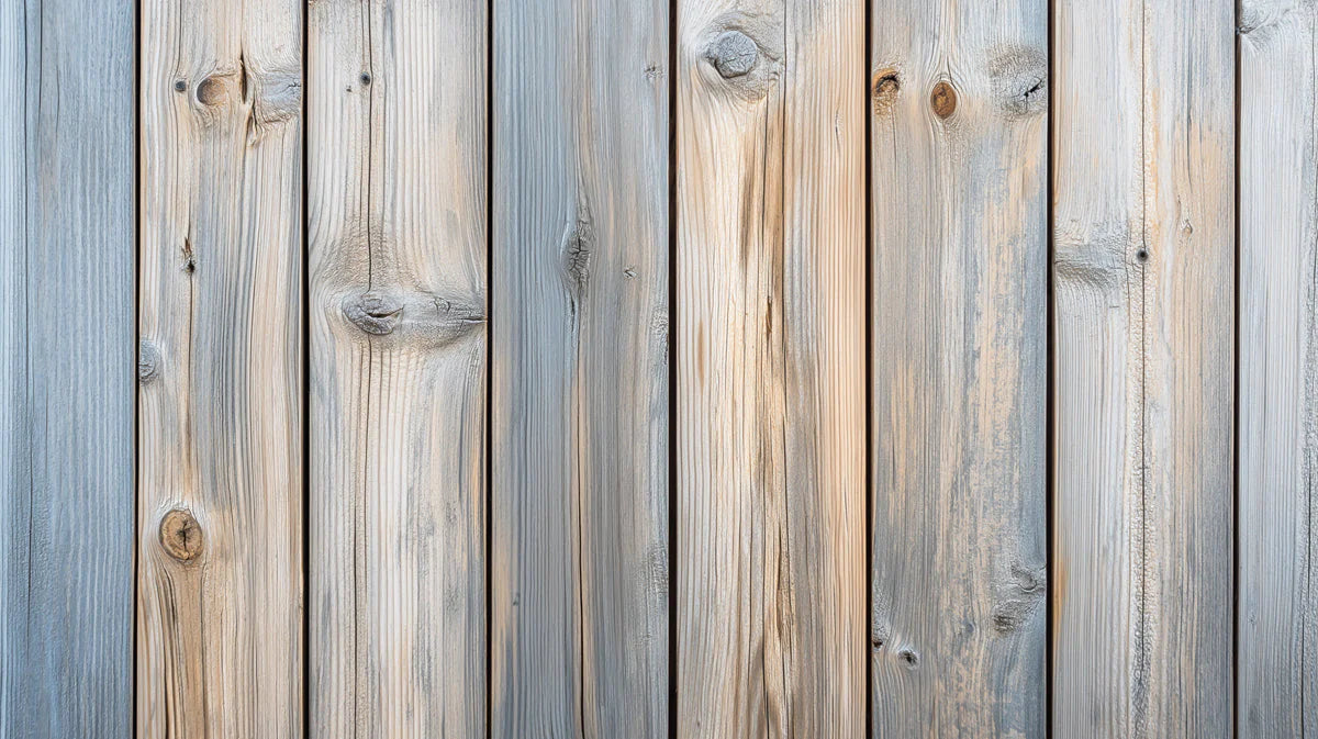Weathered Timber Plank Mural Wallpaper — Rustic Gray & Beige Mural Wallpaper - room preview 02
