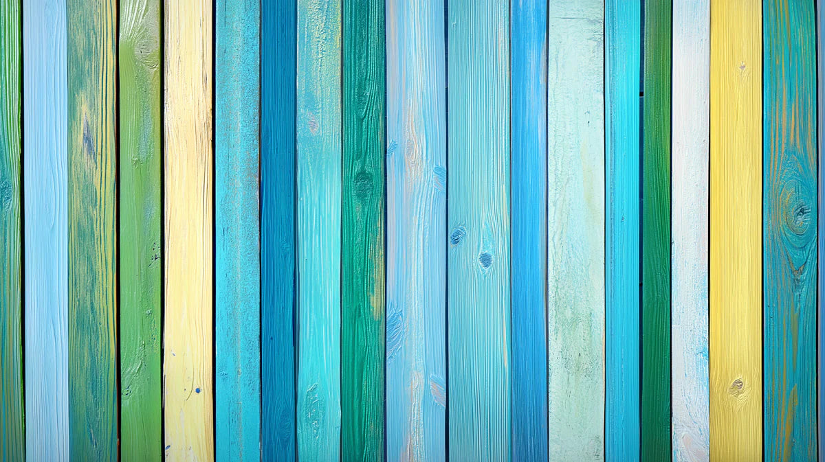 Coastal Painted Wood Planks Mural Wallpaper — Vibrant Colorful Mural Wallpaper - room preview 02