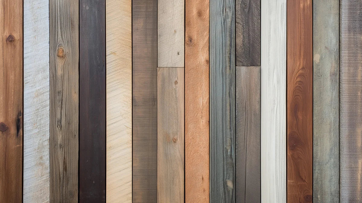 Rustic Weathered Plank Mural Wallpaper — Multi-Tonal Wood Grain Mural Wallpaper - room preview 02