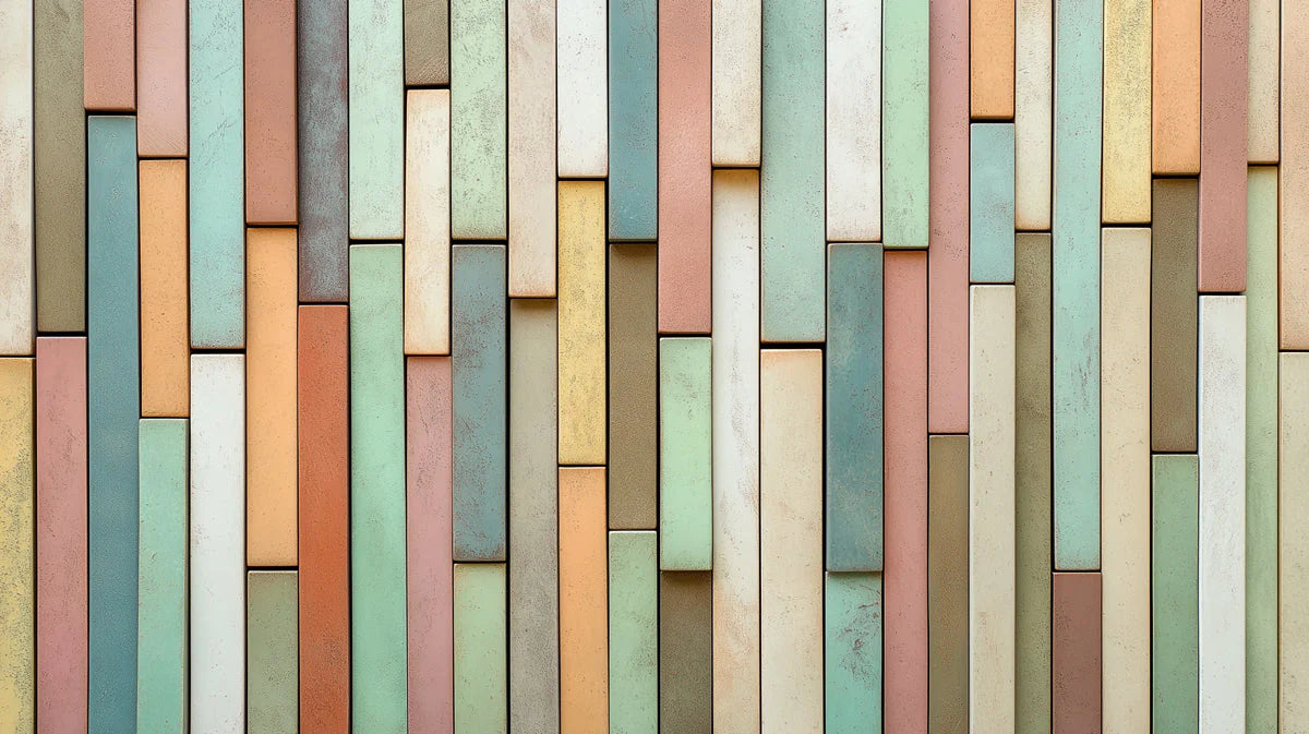 Stacked Pastel Block Mural Wallpaper — Modern Geometric Design Mural Wallpaper - room preview 02