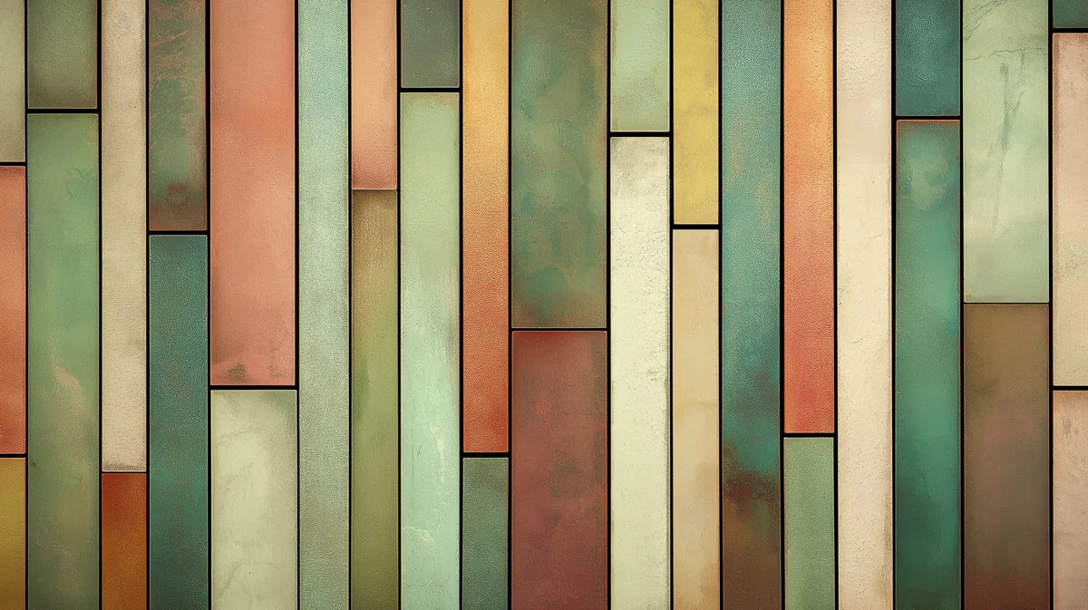 Modern Vertical Block Mural Wallpaper in Muted Earthy Tones Mural Wallpaper - room preview 02