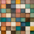Mosaic Block Mural Wallpaper — Multicolored Earthy Grid Mural Wallpaper - room preview 02