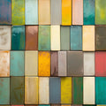 Multicolor Ceramic Tile Mural Wallpaper — Artistic Geometric Design Mural Wallpaper - room preview 02