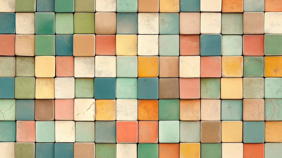 Papier peint mural en mosaïque - Papier peint mural à motifs géométriques colorés printable artwork