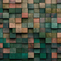 3D Geometric Wood Block Mural Wallpaper in Muted Forest Tones Mural Wallpaper - room preview 02