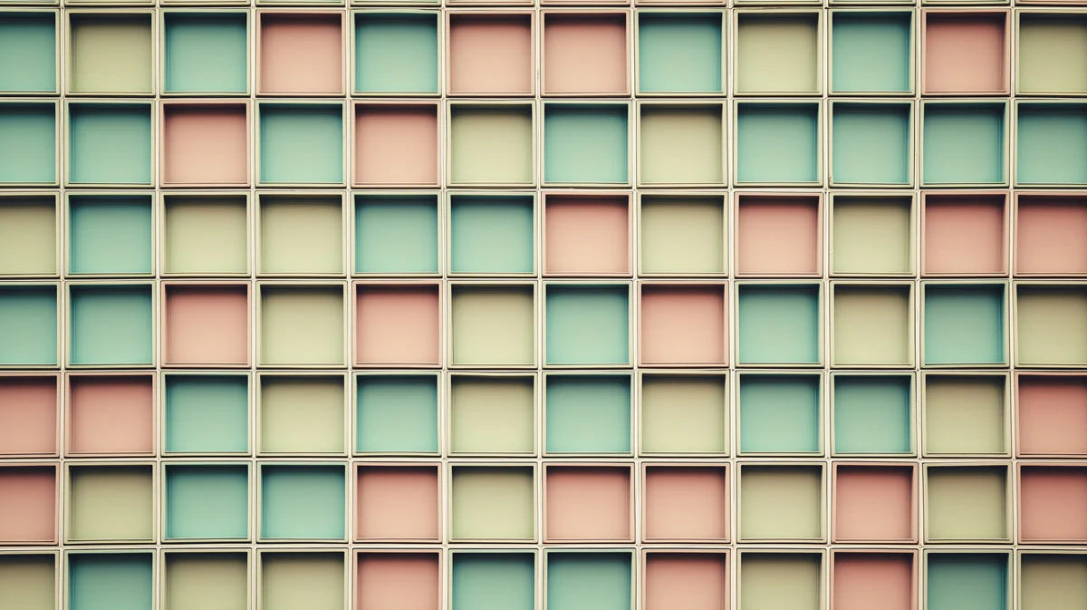 Grid Box Mural Wallpaper — Modern Pastel Geometric Wall Art Mural Wallpaper - room preview 02