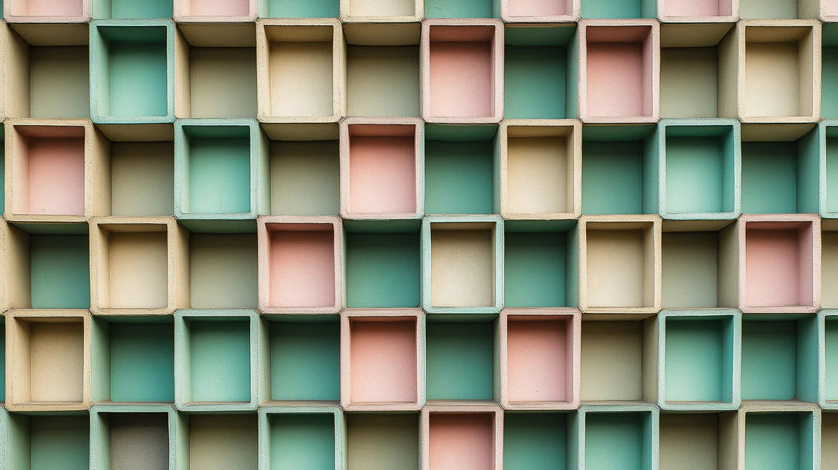 Geometric Cubes Mural Wallpaper — Pastel 3D Grid Pattern Mural Wallpaper - room preview 02