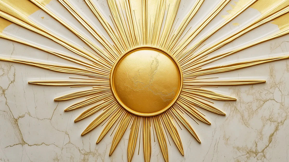 Golden Sunburst Marble Mural Wallpaper — Luxury Modern Design Mural Wallpaper - room preview 02