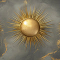 Radiant Sunburst Mural Wallpaper in Charcoal and Gold Mural Wallpaper - room preview 02