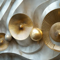 Metallic Gold and Marble 3D Relief Mural Wallpaper — Modern Abstract Mural Wallpaper - room preview 02
