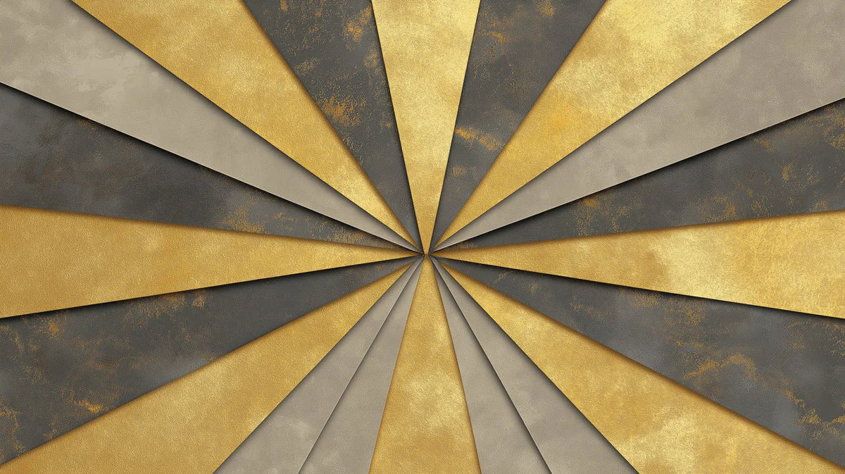 Radiating Metallic Geo Mural Wallpaper — Modern Luxe Accent Mural Wallpaper - room preview 02