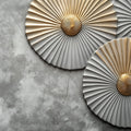 Pleated Fan Mural Wallpaper — Modern Industrial Gold and Grey Mural Wallpaper - room preview 02