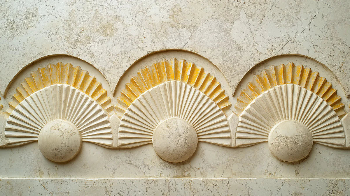 Gilded Fan Architectural Mural Wallpaper — Modern Minimalist Mural Wallpaper - room preview 02