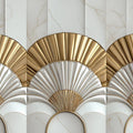 Gilded Fan Marble Mural Wallpaper — Art Deco Sophistication Mural Wallpaper - room preview 02