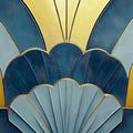 Art Deco Fan Mural Wallpaper — Modern Gold and Teal Geometric Mural Wallpaper - room preview 02