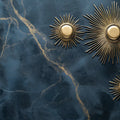 Sunburst Marble Mural Wallpaper — Navy and Gold Celestial Design Mural Wallpaper - room preview 02