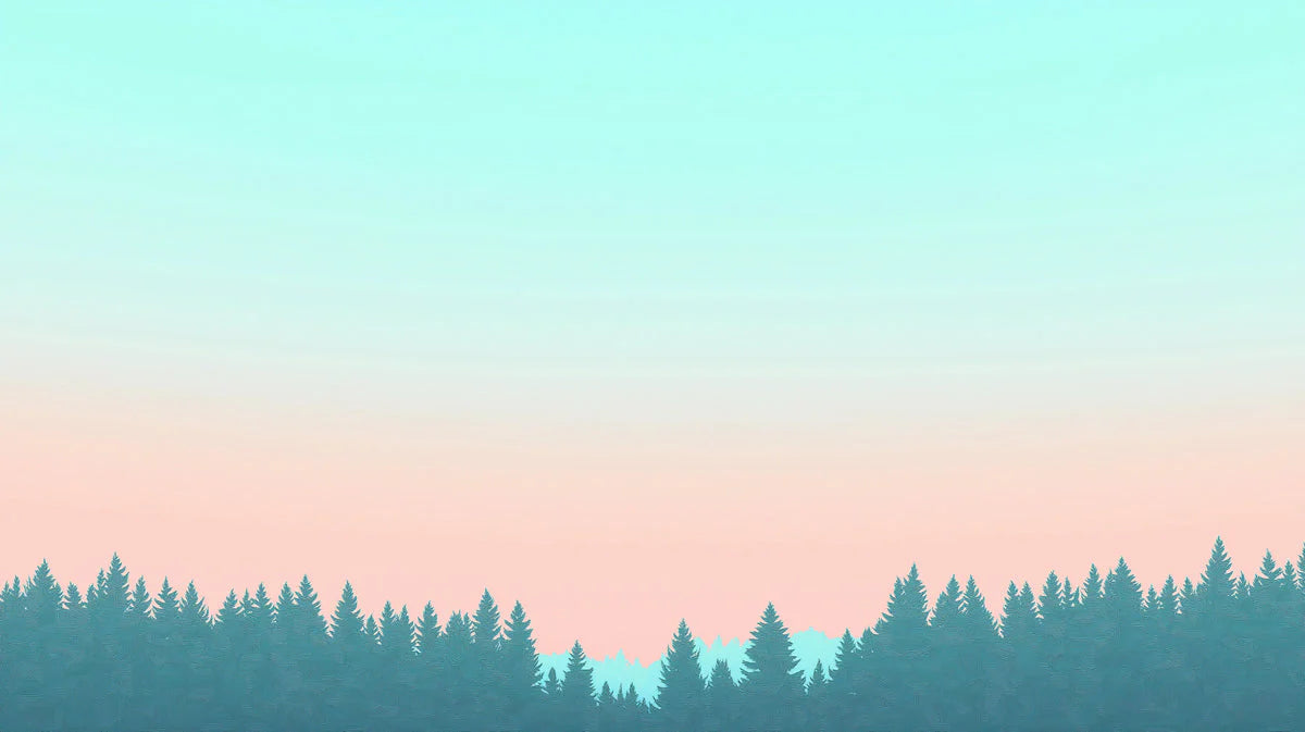 Minimalist Pine Forest Landscape Mural Wallpaper — Soft Morning Mural Wallpaper - room preview 02