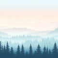 Mist-Covered Pine Forest Landscape Mural Wallpaper - room preview 02