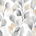 Watercolor Leaf Mural Wallpaper — Minimalist Grey and Beige Botanical Mural Wallpaper - room preview 02