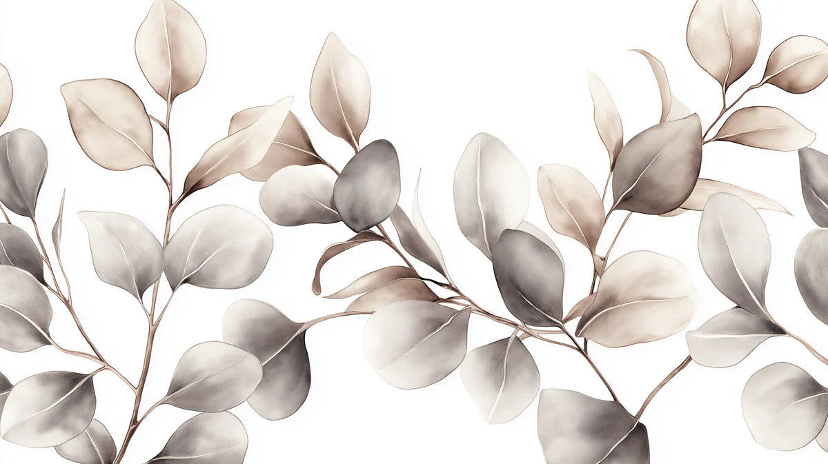 Minimalist Eucalyptus Mural Wallpaper — Soft Botanical Design Mural Wallpaper - room preview 02