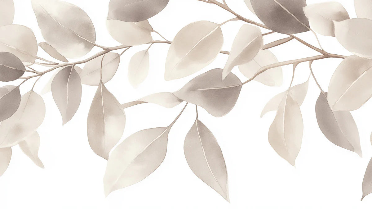 Minimalist Botanical Mural Wallpaper — Soft Beige Leaf Pattern Mural Wallpaper - room preview 02