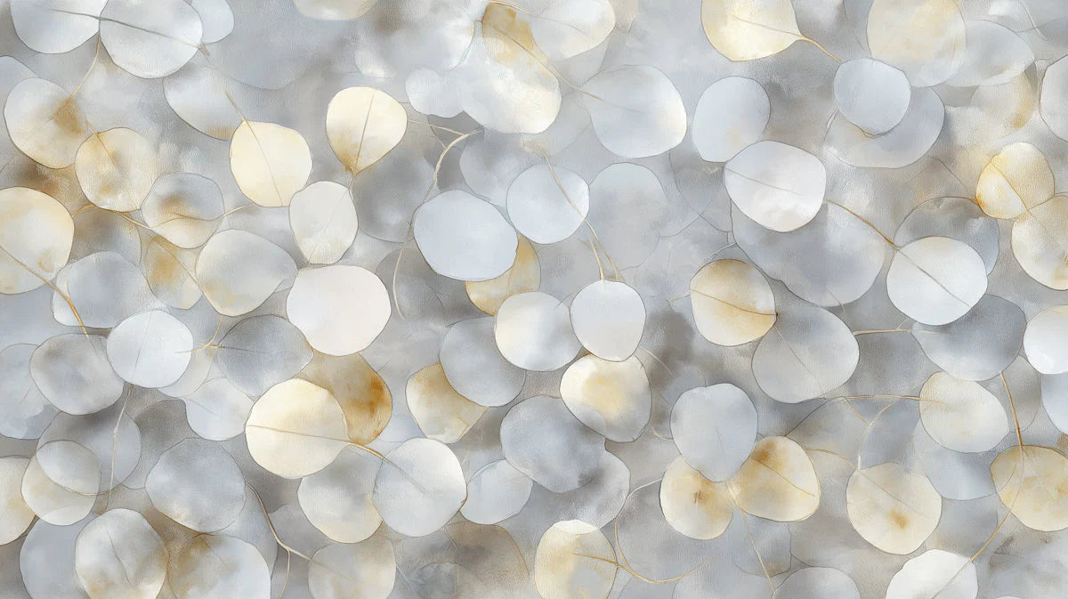 Floating Eucalyptus Leaf Mural Wallpaper — Neutral Minimalist Mural Wallpaper - room preview 02