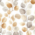 Watercolor Eucalyptus Leaf Mural Wallpaper — Soft Neutral Tones Mural Wallpaper - room preview 02