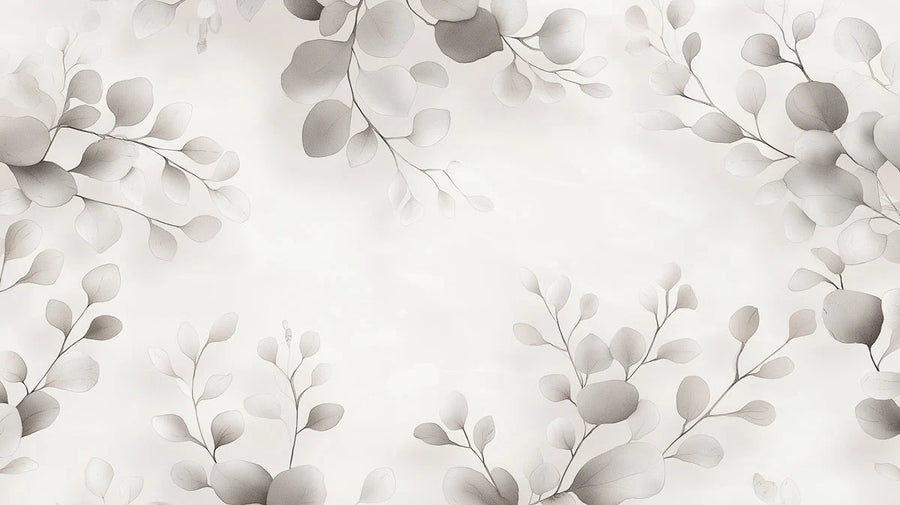 Papier peint mural feuille d'eucalyptus minimaliste — Papier peint mural botanique gris doux printable artwork
