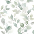 Watercolor Eucalyptus Leaf Mural Wallpaper — Soft Botanical Design Mural Wallpaper - room preview 02
