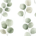 Watercolor Eucalyptus Leaf Mural Wallpaper — Soft Botanical Design Mural Wallpaper - room preview 02