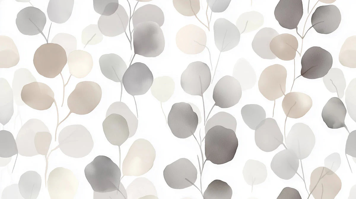 Watercolor Eucalyptus Branch Mural Wallpaper in Neutral Tones Mural Wallpaper - room preview 02
