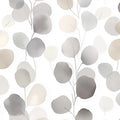 Watercolor Eucalyptus Branch Mural Wallpaper in Neutral Tones Mural Wallpaper - room preview 02