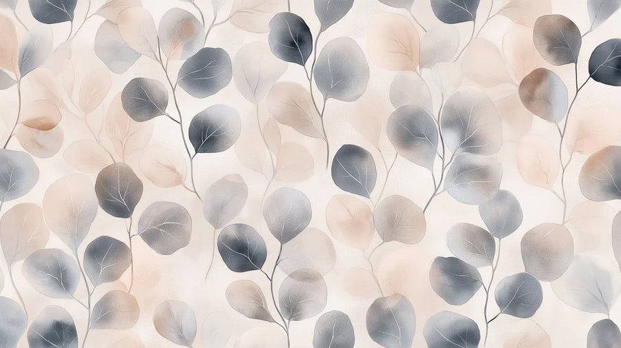 Botanical Wallpaper Mural – Leaf & Plant Wall Mural – Watercolor Eucalyptus Leaf — Minimalist Botanical printable artwork