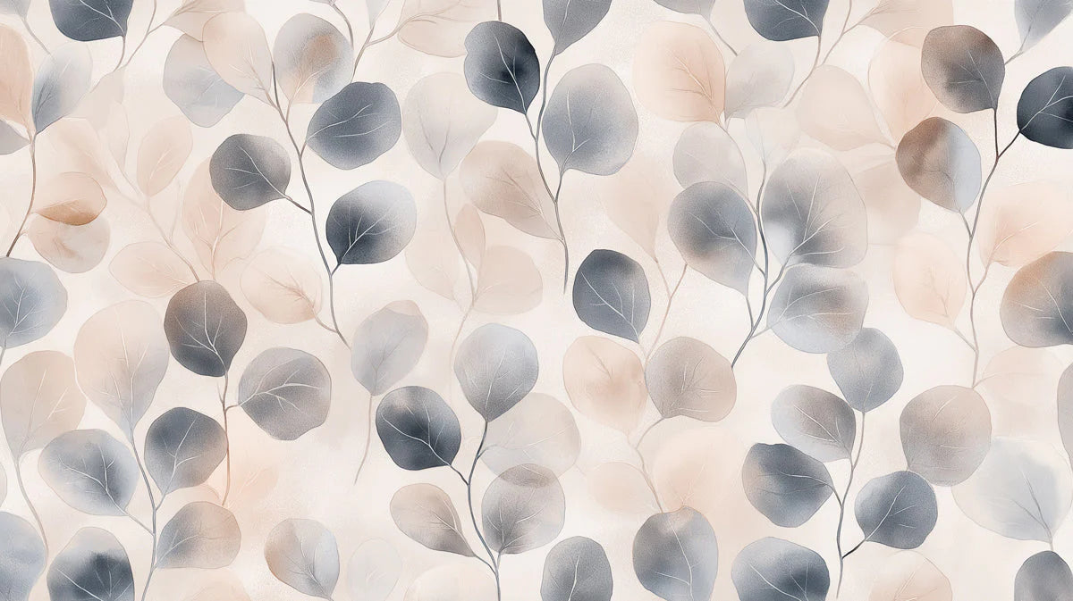 Watercolor Eucalyptus Leaf Mural Wallpaper — Minimalist Botanical Mural Wallpaper - room preview 02