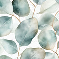 Watercolor Eucalyptus Leaf Mural Wallpaper — Soft Botanical Art Mural Wallpaper - room preview 02