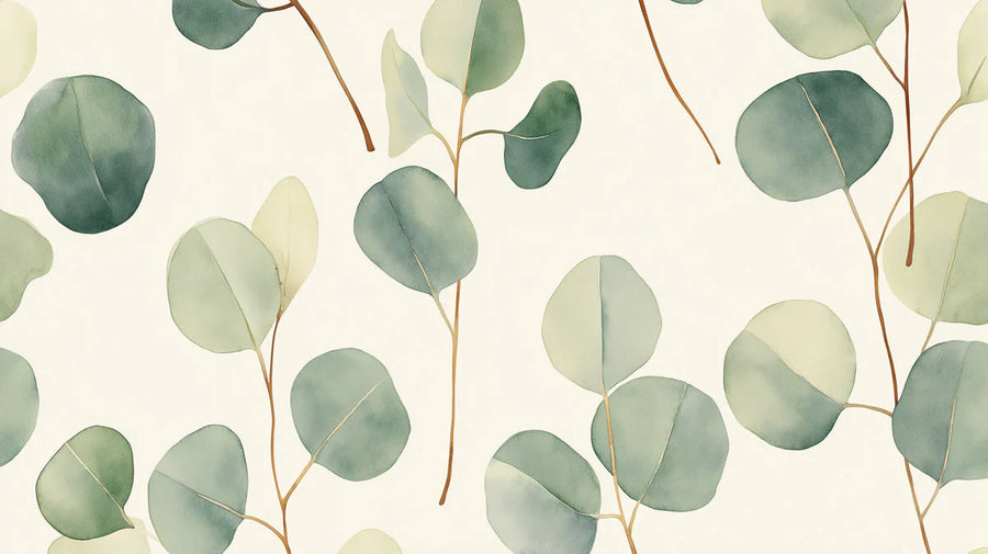 Botanical Wallpaper Mural – Leaf & Plant Wall Mural – Watercolor Eucalyptus Leaf — Botanical Branch Design printable artwork