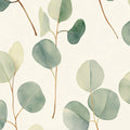 Watercolor Eucalyptus Leaf Mural Wallpaper — Botanical Branch Design Mural Wallpaper - room preview 02
