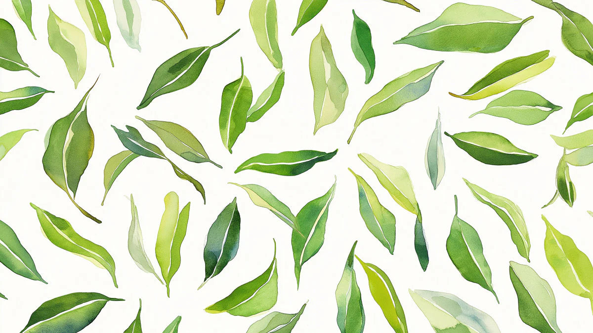 Watercolor Leaf Pattern Mural Wallpaper — Fresh Botanical Style Mural Wallpaper - room preview 02