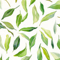 Watercolor Leaf Pattern Mural Wallpaper — Fresh Botanical Style Mural Wallpaper - room preview 02