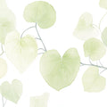 Watercolor Heart Leaf Mural Wallpaper — Soft Botanical Design Mural Wallpaper - room preview 02