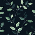 Minimalist Botanical Mural Wallpaper — Dark Green Leaf Pattern Mural Wallpaper - room preview 02